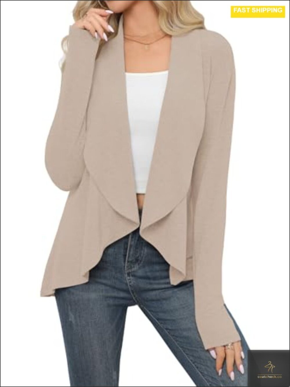 Women Casual Long Sleeve Open Front Soft Draped Lapel Cardigan